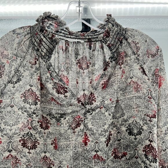 Bucketlist Women's Sheer Smocked V-Neck Top Multicolor Size Small - Picture 2 of 9